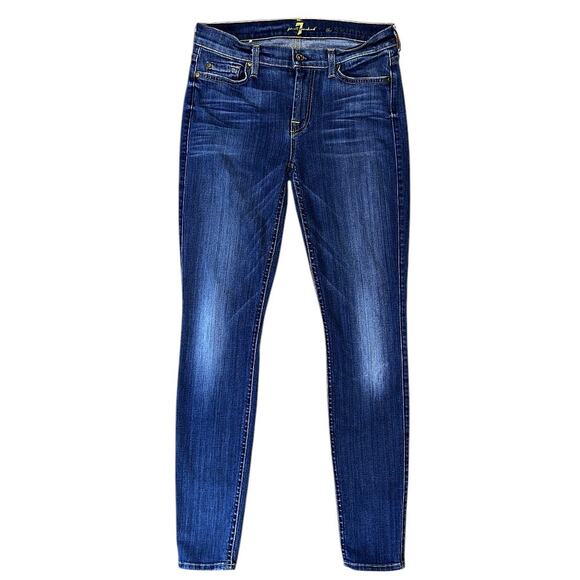 7 For All Mankind The Skinny Low-Rise Stretch Jeans Women's 28X31 - Picture 1 of 7